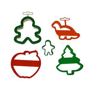 Vtg Plastic Cookie Cutters Lot of 5 Wilton 1990s/2000s‎ Gingerbread Dino Apple